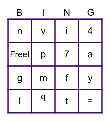 Study Day Bingo Card