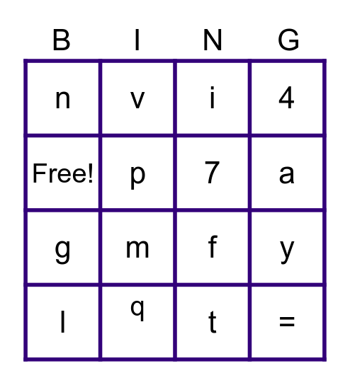 Study Day Bingo Card