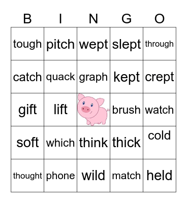 Digraph/consonant cluster bingo Card