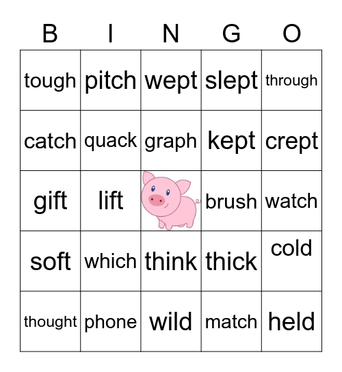Digraph/consonant cluster bingo Card