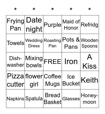 Katie's Shower, September 12, 2015 Bingo Card