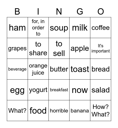 U3L1 vocab. Bingo Card