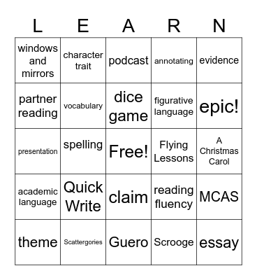 ELD 2 Bingo Card