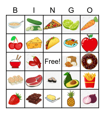 Bingo food in Spanish Bingo Card