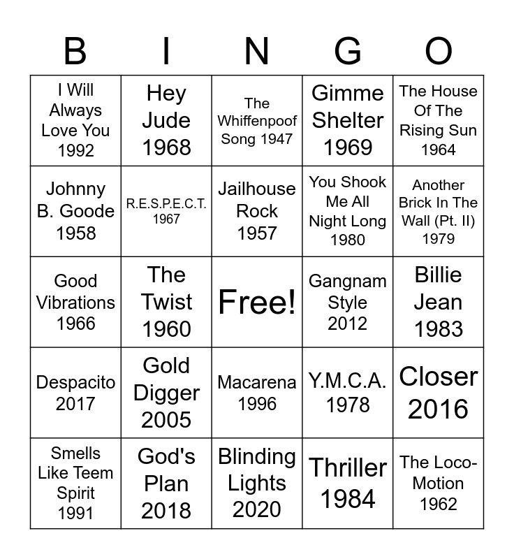 number-1-songs-through-out-the-years-bingo-card