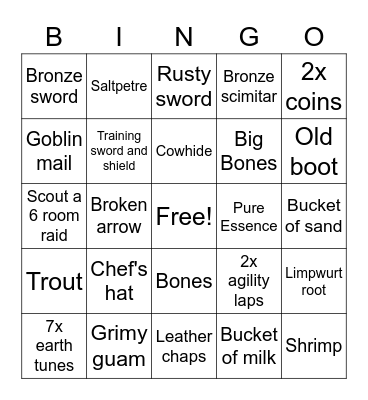 OSRS Bingo Card