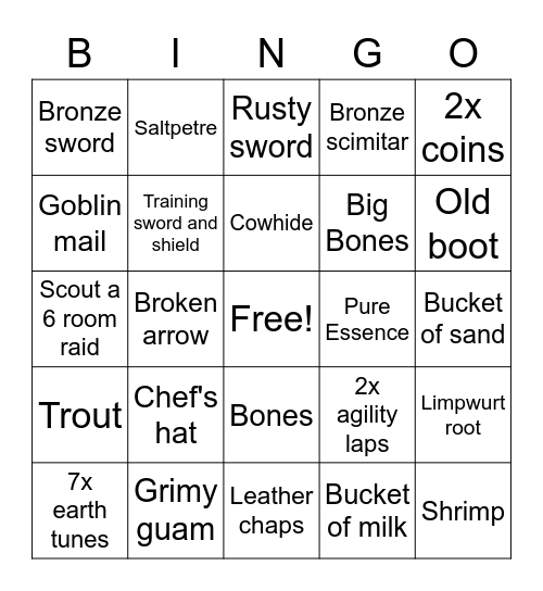 OSRS Bingo Card