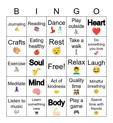Sharpen the Saw Bingo Card