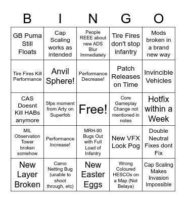 Squad 2.15 Update Bingo Card