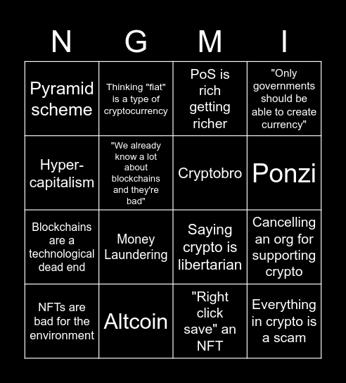 NGMI Bingo Card