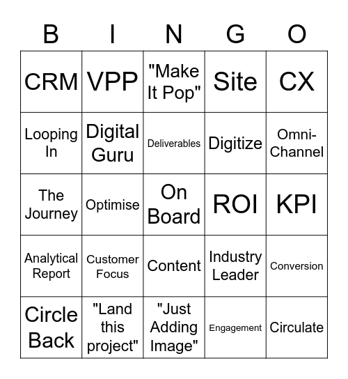 Buzzword Bingo Card