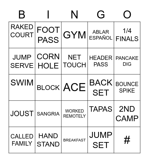 SUNSATION BEACH Bingo Card