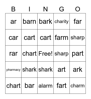 -ar BINGO Card