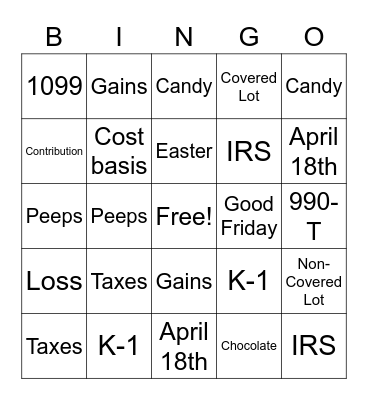 Tax Time Bingo Bonanza! Bingo Card