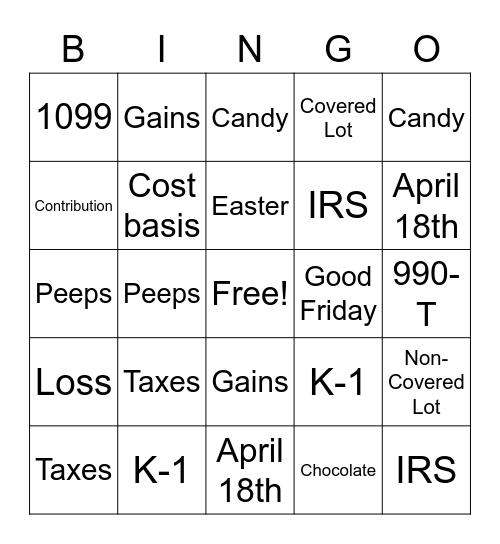 Tax Time Bingo Bonanza! Bingo Card