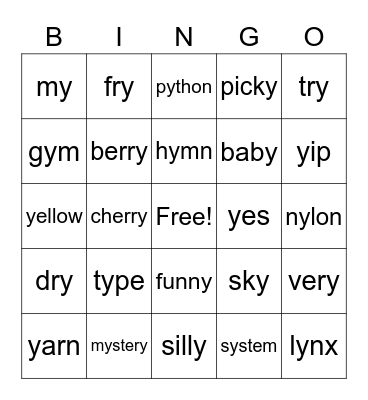 Sounds of y Bingo Card