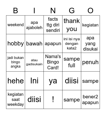 Marketing Bingo! Bingo Card