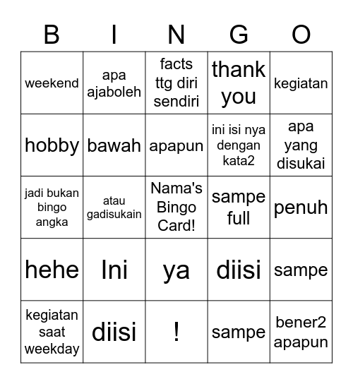 Marketing Bingo! Bingo Card