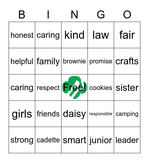 Girl Scout Bingo Card