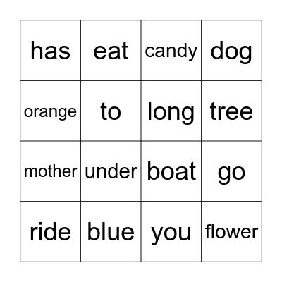 Edmark 33-48 Bingo Card