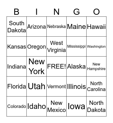 United States Bingo Card