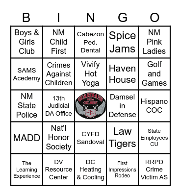 Guardians of The Children Family Fun Day Bingo Card