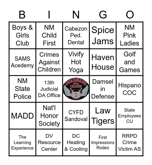 Guardians of The Children Family Fun Day Bingo Card