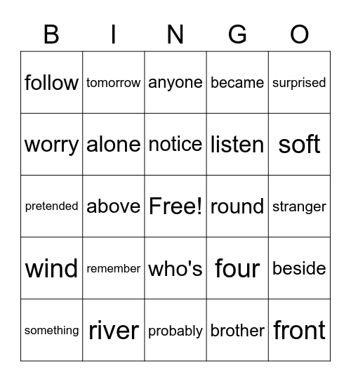 2nd Block 6 Bingo Card