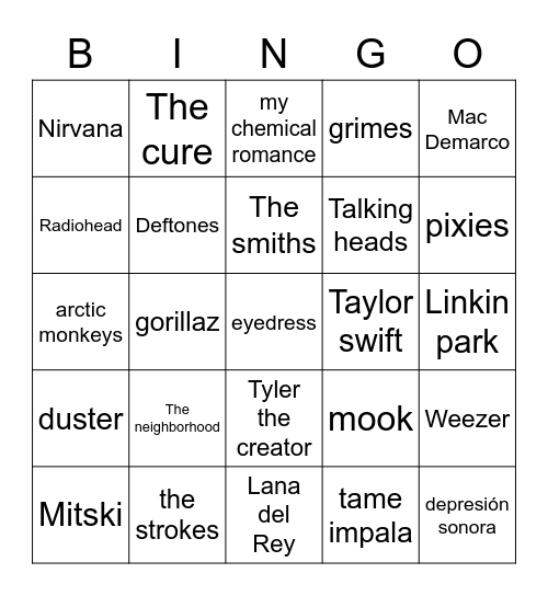 Male manipulor music bingo Card