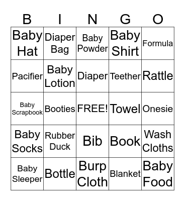 Baby Boy Bingo Card