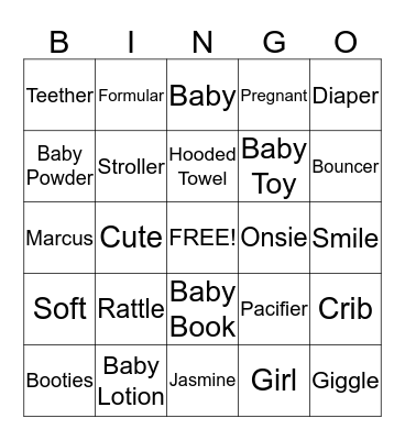 Baby-Girl Van Hagen Baby Shower Bingo Card