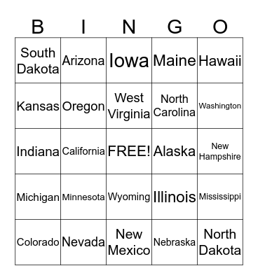 United States Bingo Card