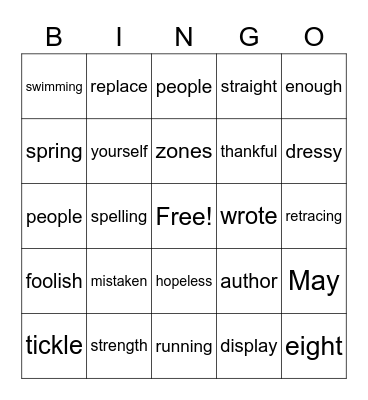 blue bingo lesson 90-94 Bingo Card