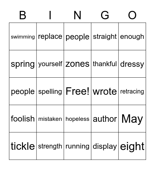 blue bingo lesson 90-94 Bingo Card