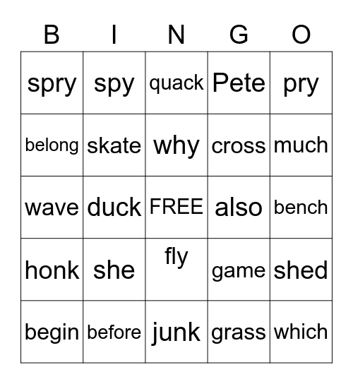 3rd Grade Bingo Card