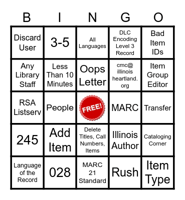 RSA Day 2022: Cataloging Bingo #3 Bingo Card