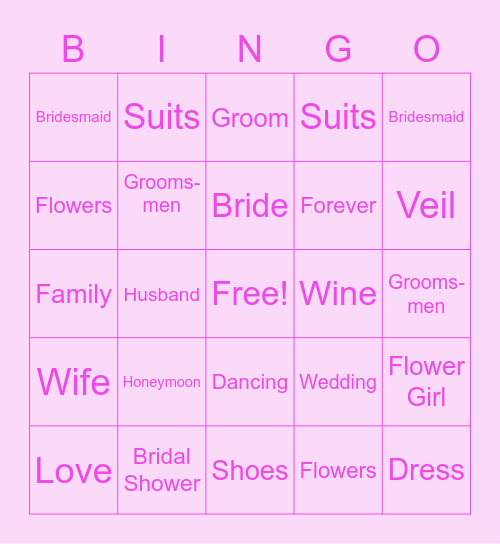 Bridal Shower Bingo Card