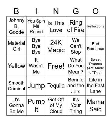 Music Bingo Card
