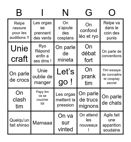 Bingo du panel Bingo Card