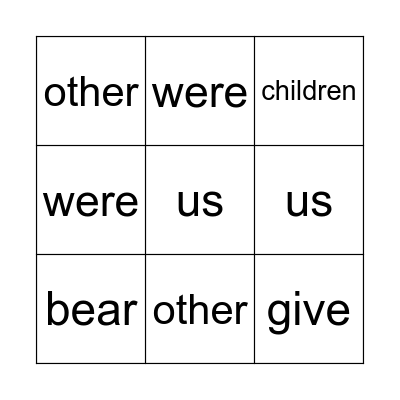 Edmark Words 145-150 Bingo Card