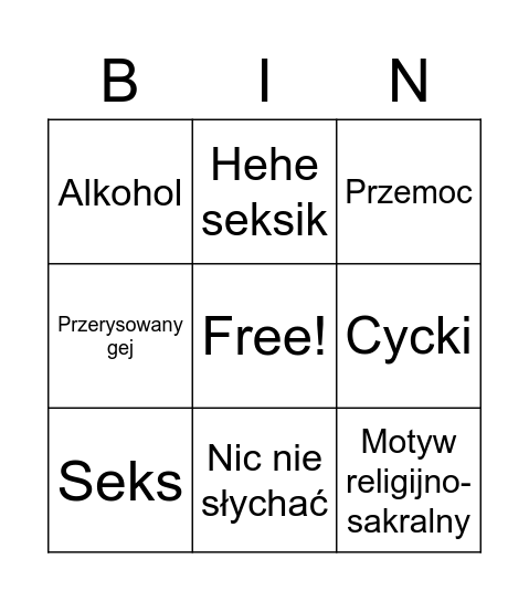 Polskie filmy bingo Card