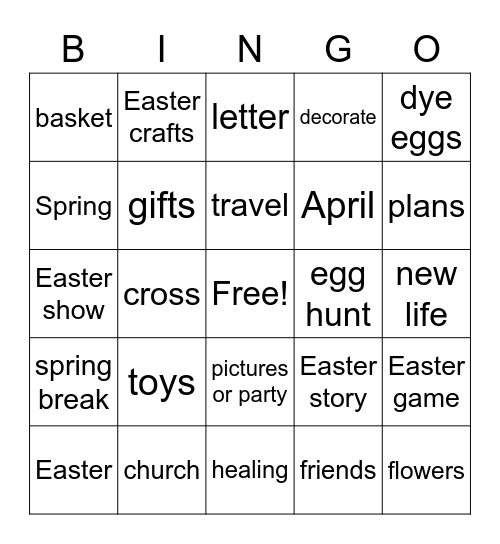 EASTER Bingo Card