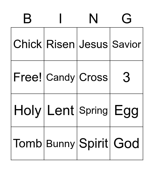 EASTER BINGO Card