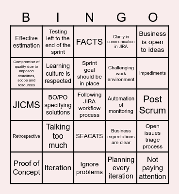 Retrospective Bingo Card