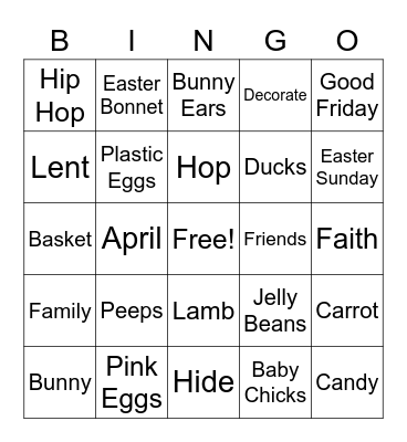 Easter Bingo Card