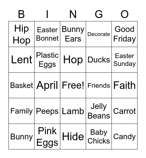 Easter Bingo Card