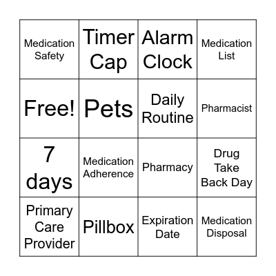 Let's Talk About Meds! Bingo Card