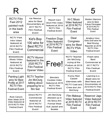 RCTV Film Festivals Bingo Card