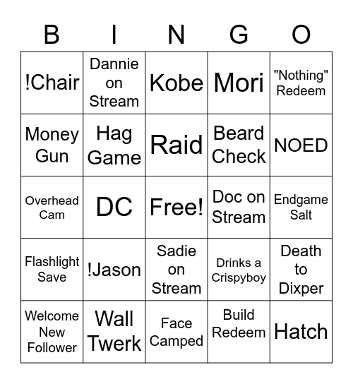 RagingKodiak Bingo Card