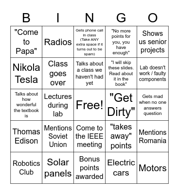 Musat's Classes Bingo Card